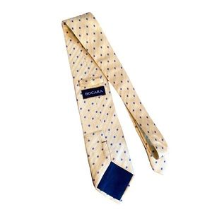 BOCARA 100% Silk Hand Made Tie Golden Cream Color with Diamonds One Size